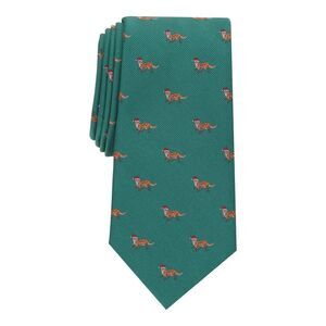 CLUBROOM Mens Green Graphic Holiday Fox Slim Neck Tie